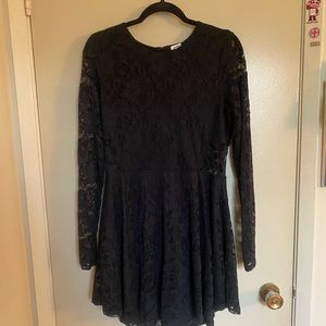 Garage, black lace dress, long sleeve, size Large